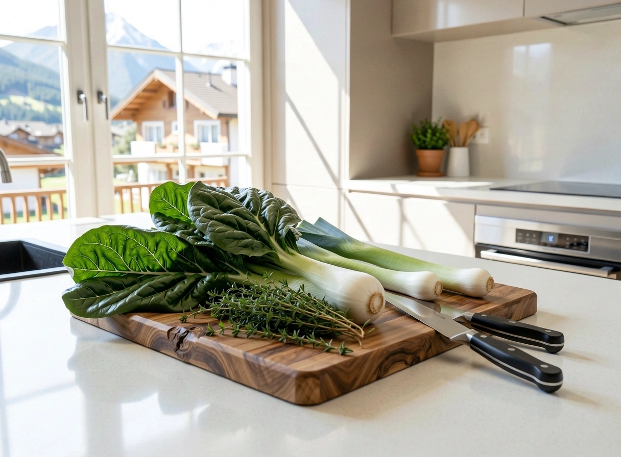 Frische Zutaten in einer modernen Schweizer Küche